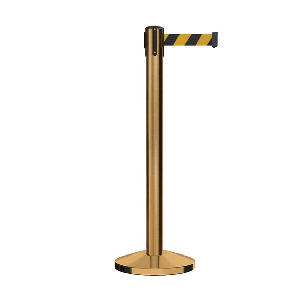 Montour Line Stanchion Belt Barrier Sat.Brass Post 14ft. Black/Yel Belt M650-SB-BYD-140